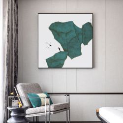 石语新中式中国风客厅沙发背景墙装饰画石头壁画正方形挂画